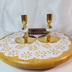 Vintage Pair Valerio Albarello Candleholders Gold plated Swarovski Crystal